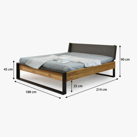 Dubová postel z kovovýma nohama 180 x 200 cm  - 18