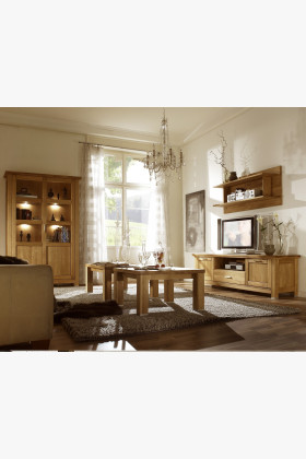 Tömör tölgyfa nappali szekrénysor natúr színű, időtálló design