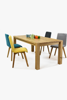 Tömörfa asztal és székek 140 x 90 cm, tölgy  - 1