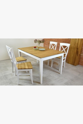 Étkezőasztal és székek tömörfából, rusztikus stílusban, Torina + Tomino 2