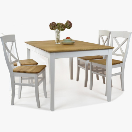 Étkezőasztal és székek tömörfából, rusztikus stílusban, Torina + Tomino