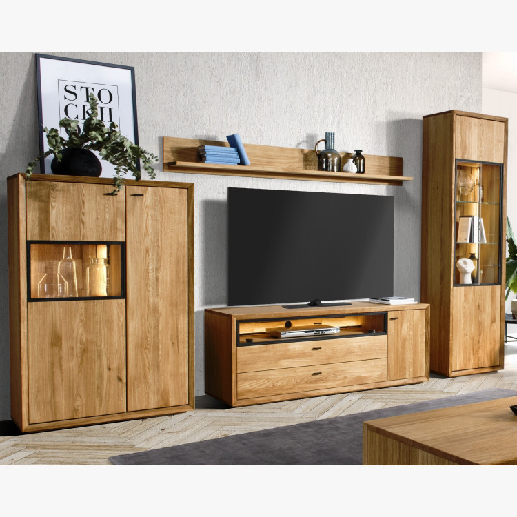 Moderní obývací stěna dub s osvětlením, Vilo kolekce  - 1