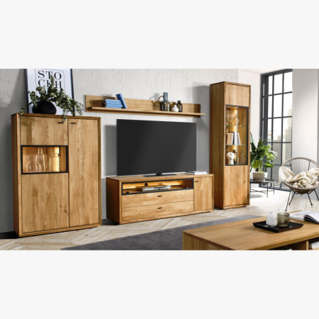 Moderní obývací stěna dub s osvětlením, Vilo kolekce  - 2