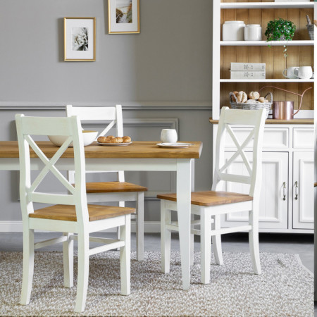 Dřevěná provence jídelní sestava bílo hnědá, Lille  - 8