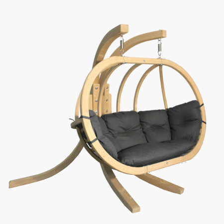 Dřevěné houpací křeslo do zahrady, Grafitové  - 1