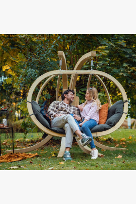 Dřevěné houpací křeslo do zahrady, Grafitové  - 1 2