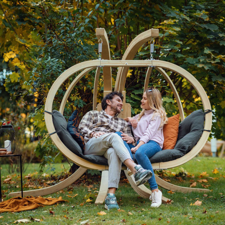 Dřevěné houpací křeslo do zahrady, Grafitové  - 2