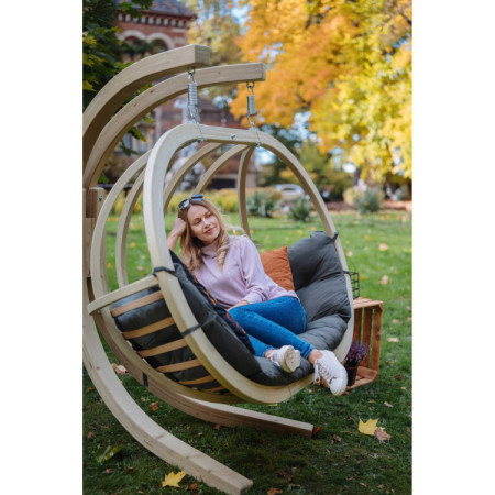 Dřevěné houpací křeslo do zahrady, Grafitové  - 3