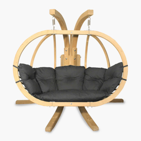Dřevěné houpací křeslo do zahrady, Grafitové  - 4