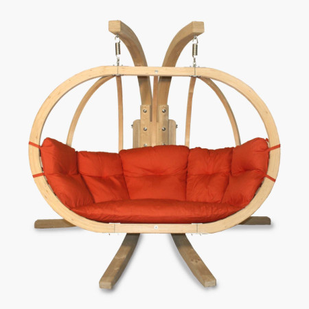 Dřevěné houpací křeslo do zahrady, Červená  - 4