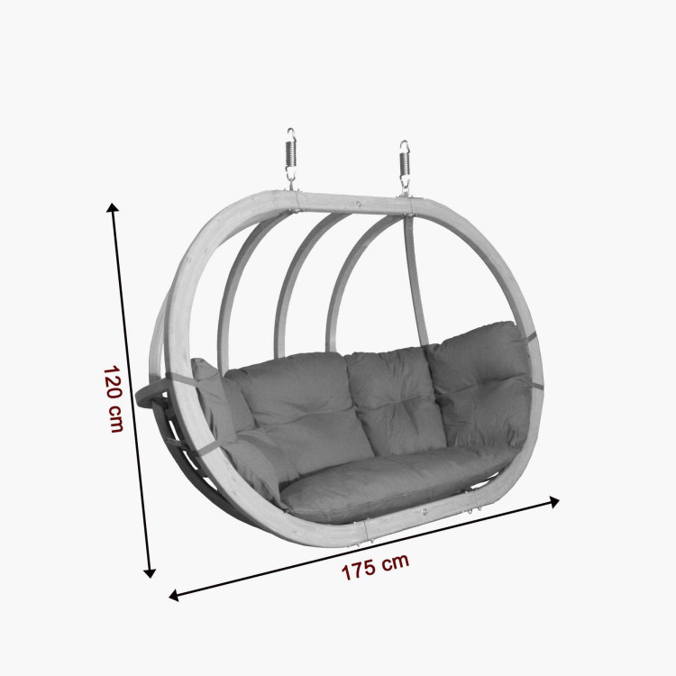 Dřevěné houpací křeslo do zahrady, Červená  - 5