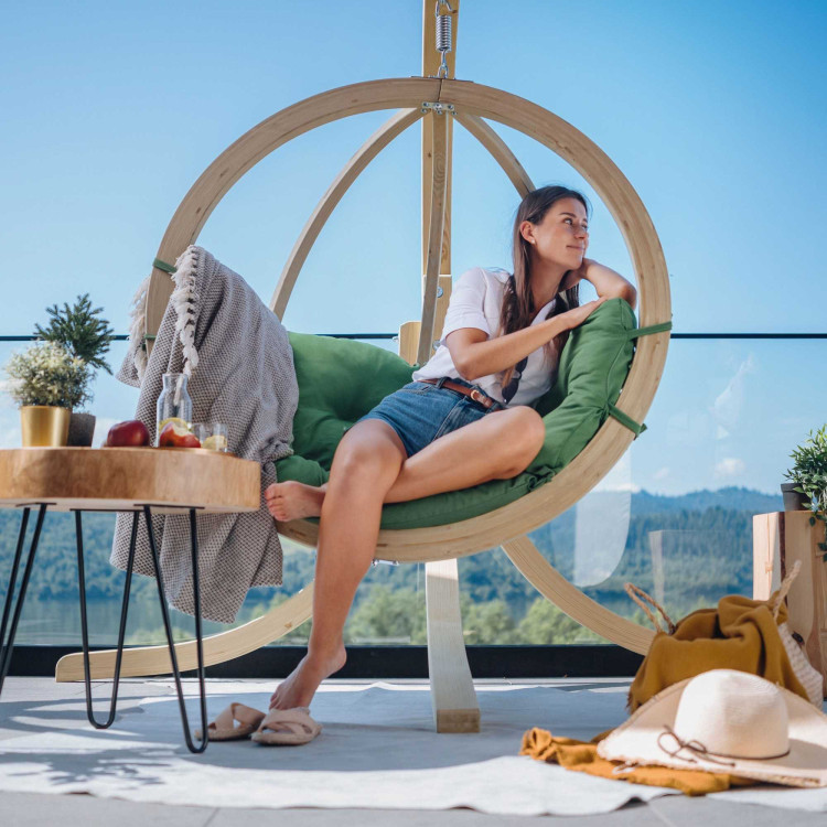 Houpací křeslo s konstrukcí, Zelené  - 1