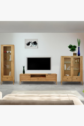 Tömör tölgyfa nappali szekrénysor Kassa, modern, lekerekített dizájn