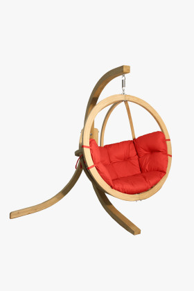 Houpací křeslo s konstrukcí, červená  - 1