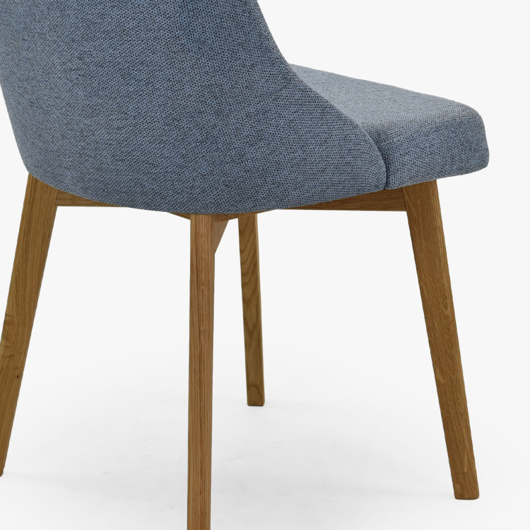 Elegáns étkezőszék kék szövettel és tölgyfa lábakkal  - 9