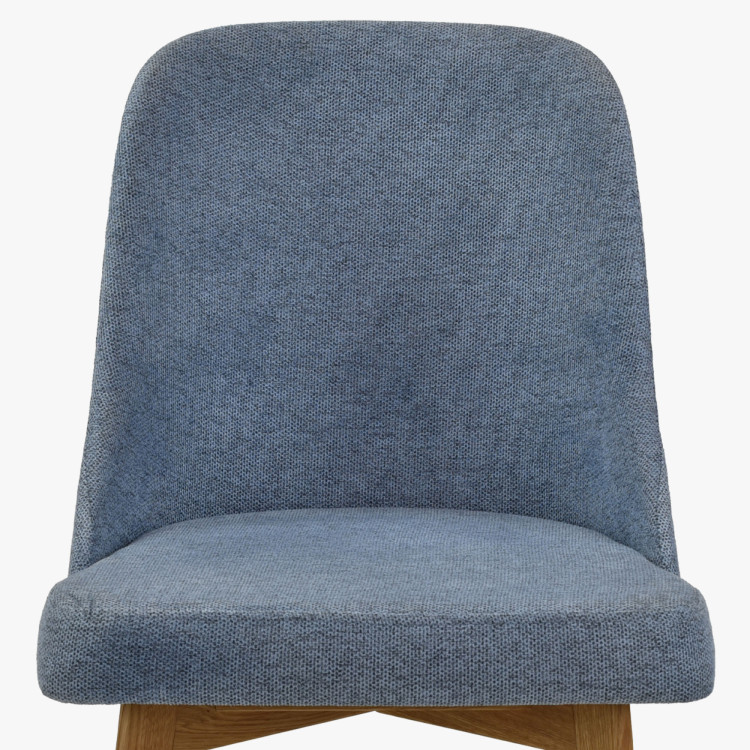 Elegáns étkezőszék kék szövettel és tölgyfa lábakkal  - 13