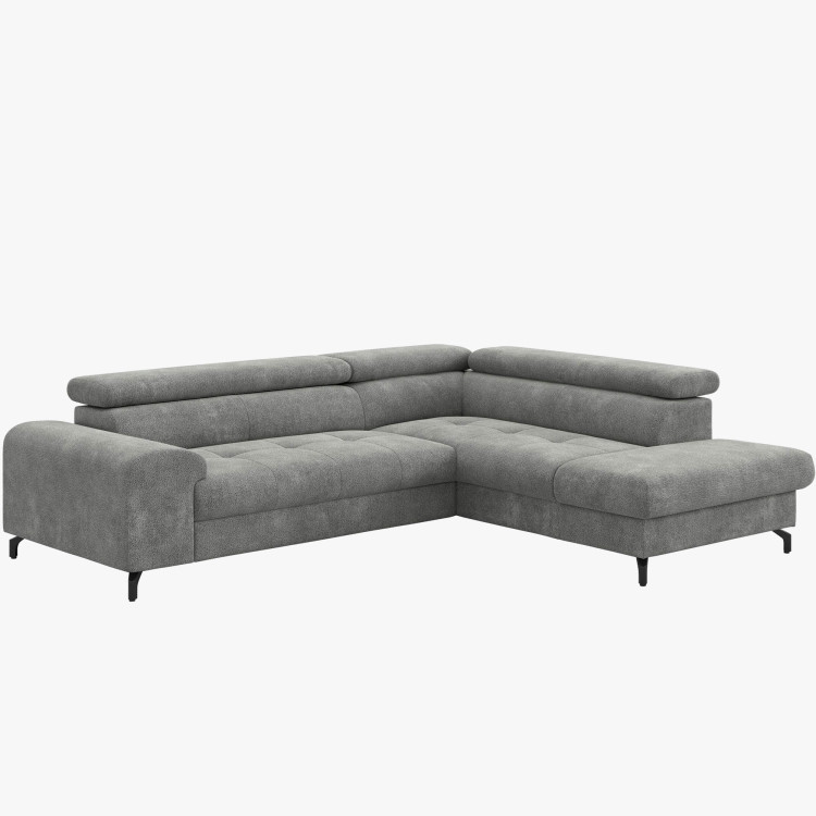 Sarokülő kanapé ággyá alakítható funkcióval és tárolóhellyel - Jobbos, platina színű  - 3