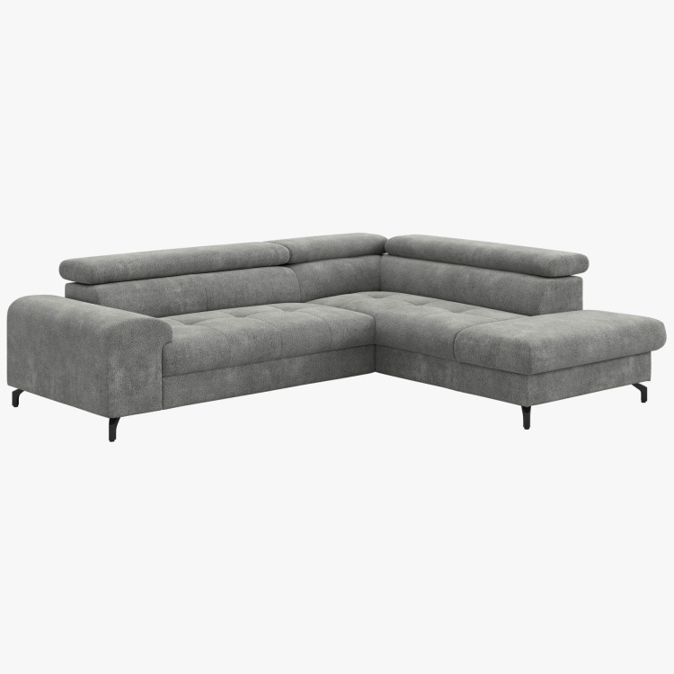 Sarokülő kanapé ággyá alakítható funkcióval és tárolóhellyel - Jobbos, platina színű  - 7