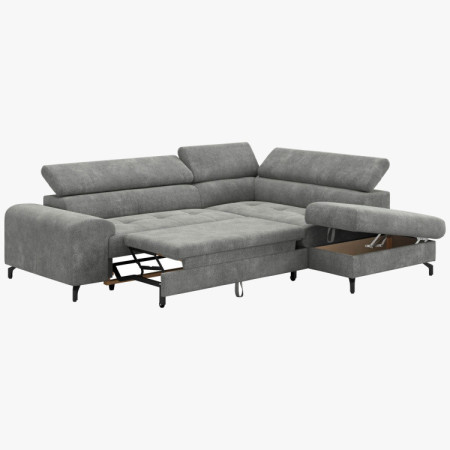 Sarokülő kanapé ággyá alakítható funkcióval és tárolóhellyel - Jobbos, platina színű  - 8