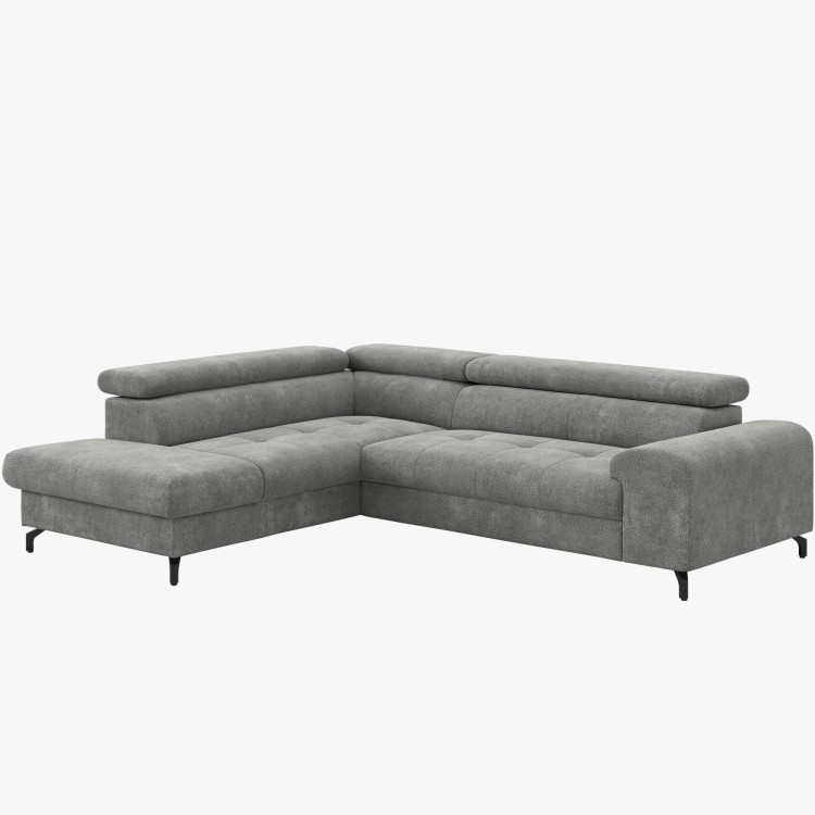 Sarokkanapé ágyazható funkcióval és ágyneműtartóval - bal sarok, platina szín  - 4