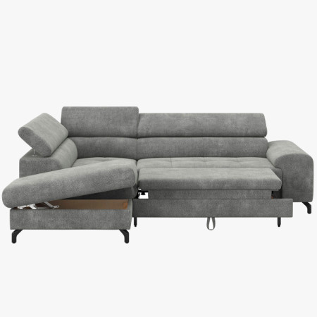 Sarokkanapé ágyazható funkcióval és ágyneműtartóval - bal sarok, platina szín  - 5