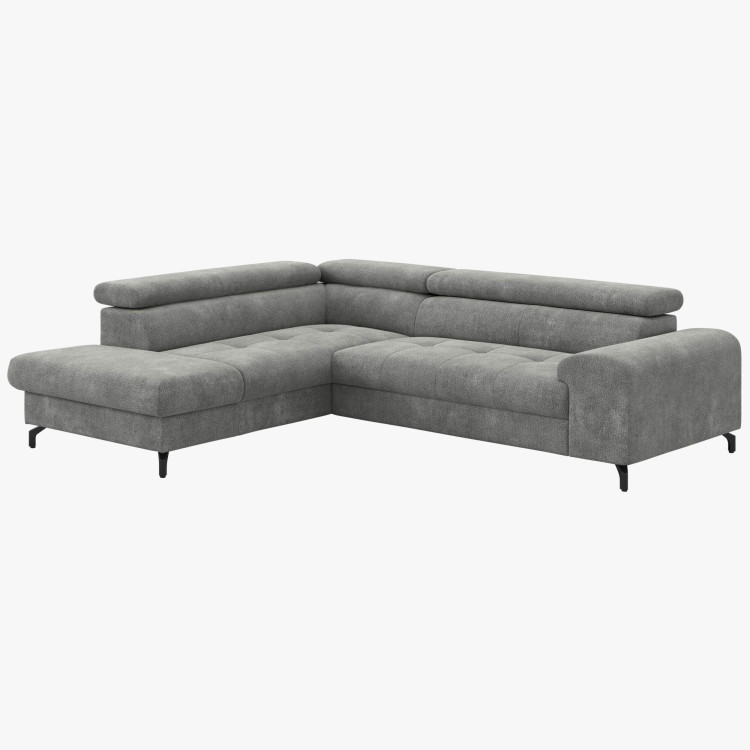 Sarokkanapé ágyazható funkcióval és ágyneműtartóval - bal sarok, platina szín  - 8