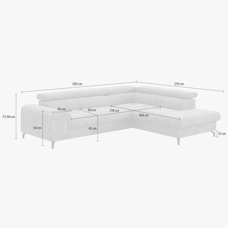 Sarokkanapé ágyazható funkcióval és ágyneműtartóval - jobb sarok, sötétszürke színű  - 7