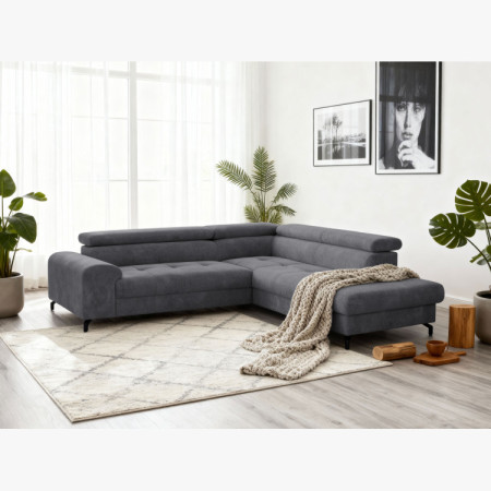 Sarokkanapé ágyazható funkcióval és ágyneműtartóval - jobb sarok, sötétszürke színű  - 10