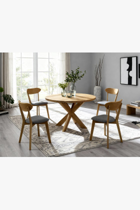 Holger & Helsinki étkezőszett – tömör tölgyfa asztal és skandináv székek  - 1 2