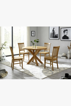 Holger & Rain étkezőszett – tömör tölgyfa asztal és tömörfa székek  - 1 2
