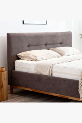 Lábakon álló tárolódobozos szövetágy 160, barna Mercur  - 1 2