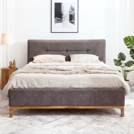 Lábakon álló tárolódobozos szövetágy 160, barna Mercur  - 4