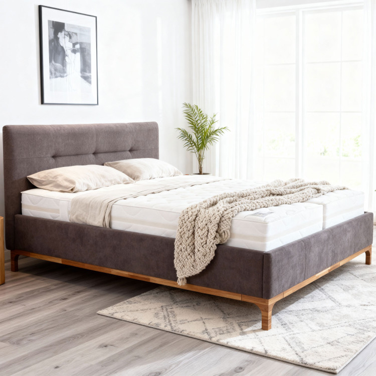 Lábakon álló tárolódobozos szövetágy 180, barna Mercur  - 1