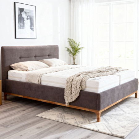 Lábakon álló tárolódobozos szövetágy 180, barna Mercur  - 1