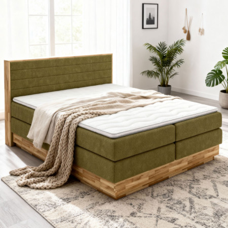 Boxspring ágy tárolóhellyel, Moneta 180 zöld  - 1