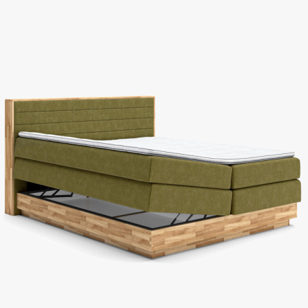 Boxspring ágy tárolóhellyel, Moneta 180 zöld  - 2