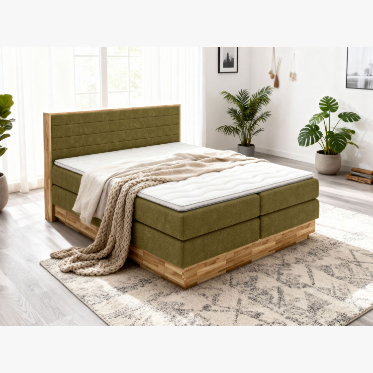 Boxspring ágy tárolóhellyel, Moneta 180 zöld  - 10