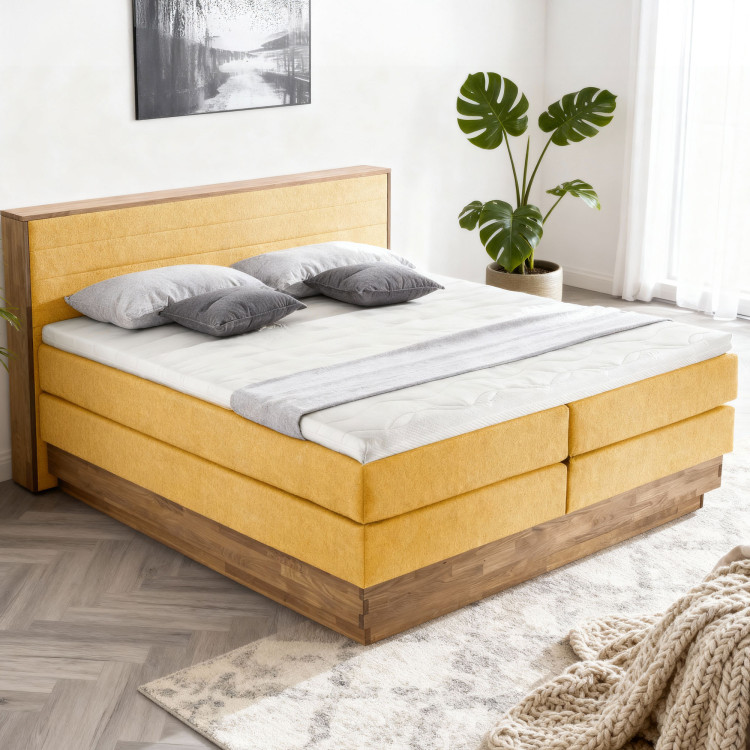 Postel boxspring tároló résszel, Moneta 180 mustársárga  - 1