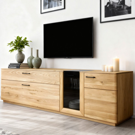 Tölgyfa TV-komód 221 cm széles  - 1