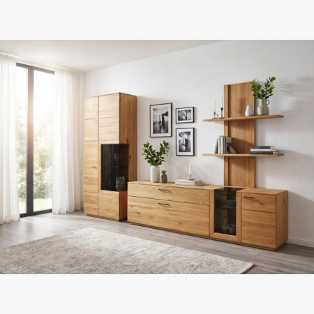 Dub tölgy komód 191 cm széles üveggel és ajtókkal  - 13