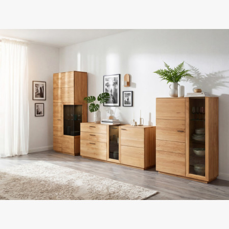 Dub tölgy komód 191 cm széles üveggel és ajtókkal  - 15