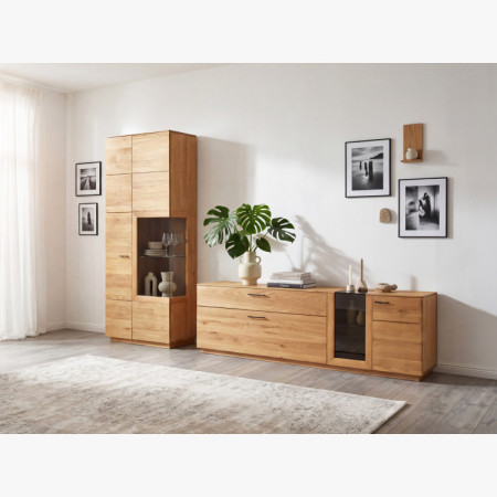 Dub tölgy komód 191 cm széles üveggel és ajtókkal  - 16