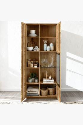 Magas kétszárnyú tölgyvitrin  - 1 2