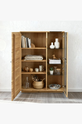 Kétajtós tölgy vitrin üvegezett ajtókkal  - 1 2