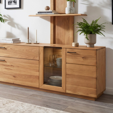 Tölgyfa szekrénysor, vitrin, polc és TV állvány  - 2