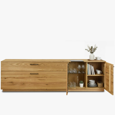 Tölgyfa szekrénysor, vitrin, polc és TV állvány  - 3