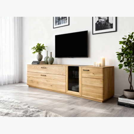 Tölgyfa szekrénysor, vitrin, polc és TV állvány  - 4