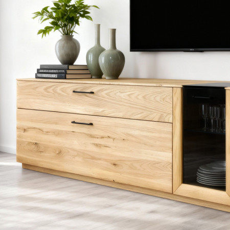 Tölgyfa szekrénysor, vitrin, polc és TV állvány  - 6