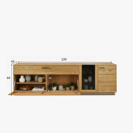 Tölgyfa szekrénysor, vitrin, polc és TV állvány  - 8