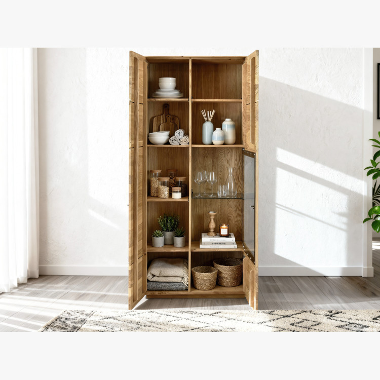 Tölgyfa szekrénysor, vitrin, polc és TV állvány  - 13